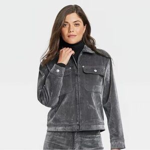 Women's Gray flocked Denim Jacket